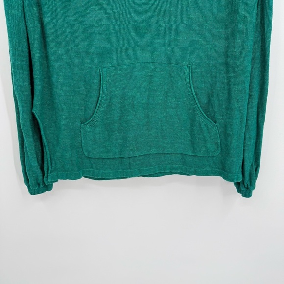 Free People Optimistic Linen Blend Green Hoodie Sweater Size Small Long Sleeves - Picture 3 of 11